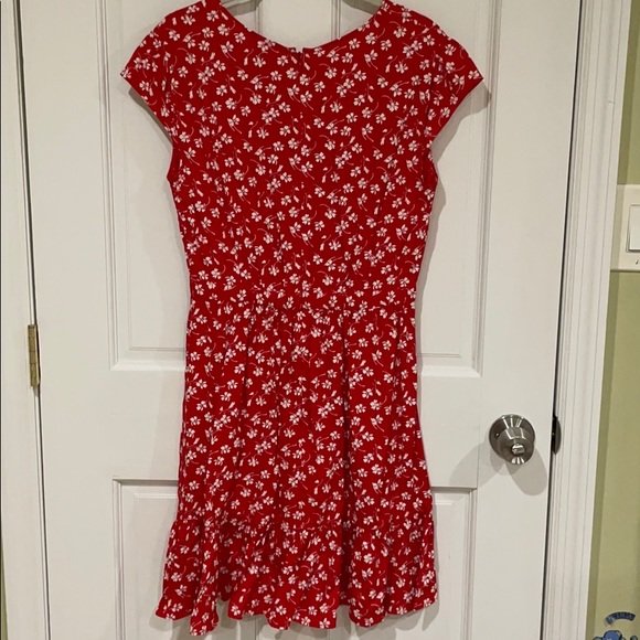 J. Crew Red Floral Wrap Dress - Picture 4 of 6